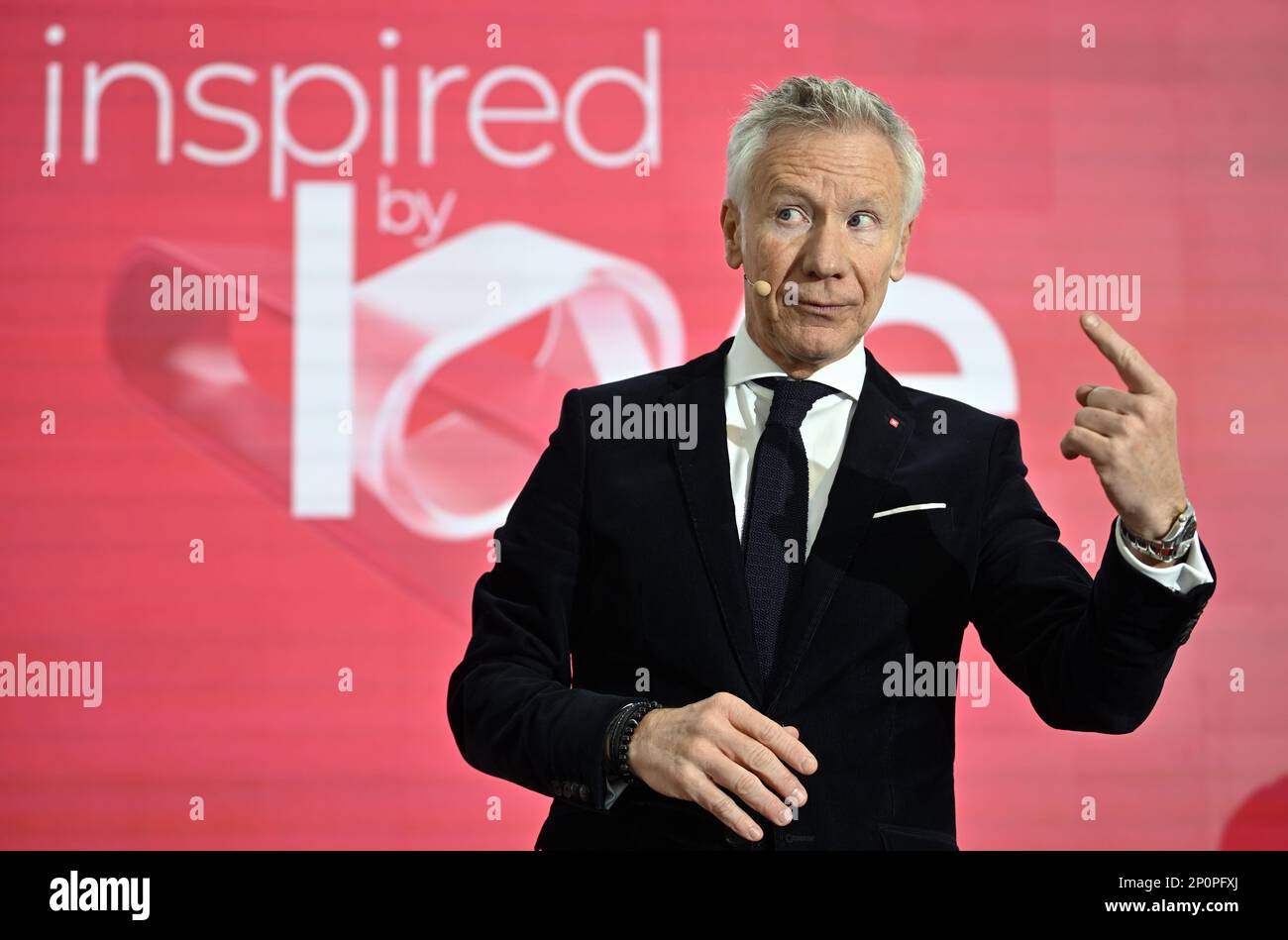 Marc Raisiere, PDG de Belfius, photographié lors d'une conférence de presse pour présenter les résultats de 2022 ans de la banque Belfius, le vendredi 03 mars 2023 à la tour Belfius, siège de la banque à Bruxelles. BELGA PHOTO ERIC LALMAND Banque D'Images