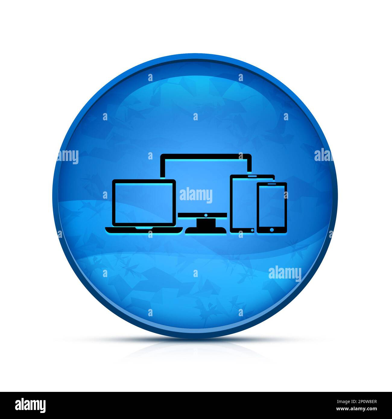 Icône Digital Smart Devices sur un bouton rond bleu élégant Banque D'Images