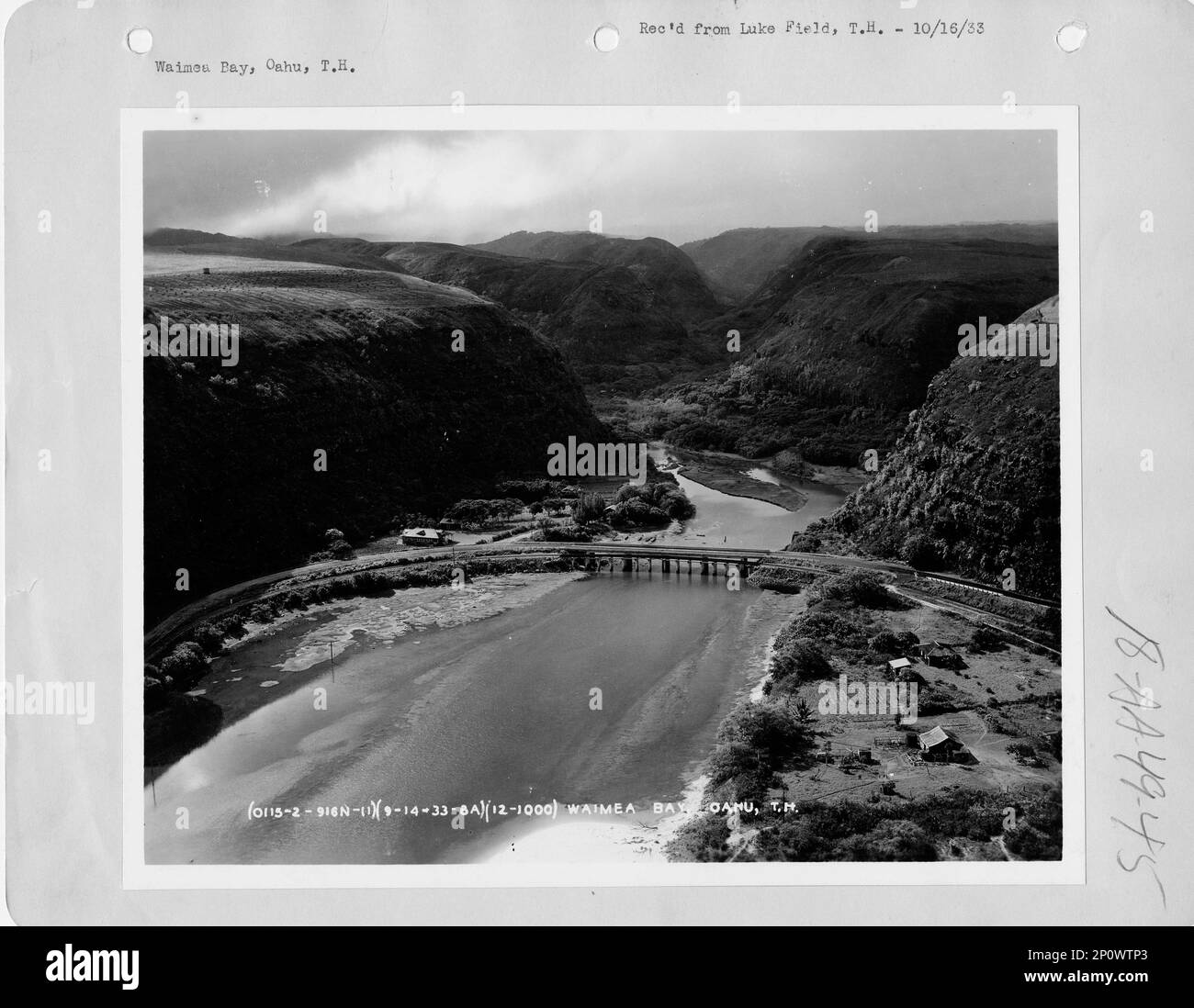 Hawaï - baie de Waimea, Photographie aérienne. Banque D'Images