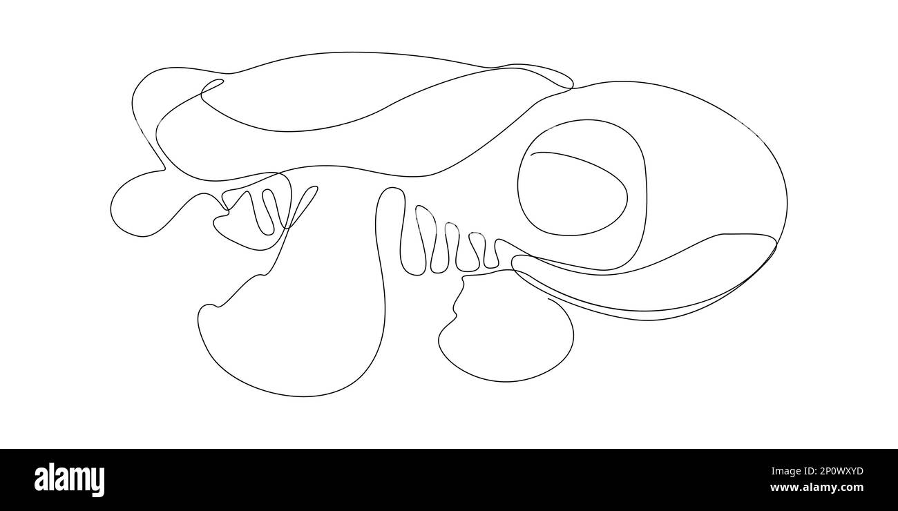 Une ligne continue de tortue. Concept de vecteur d'illustration à trait fin. Dessin de contour idées créatives. Illustration de Vecteur