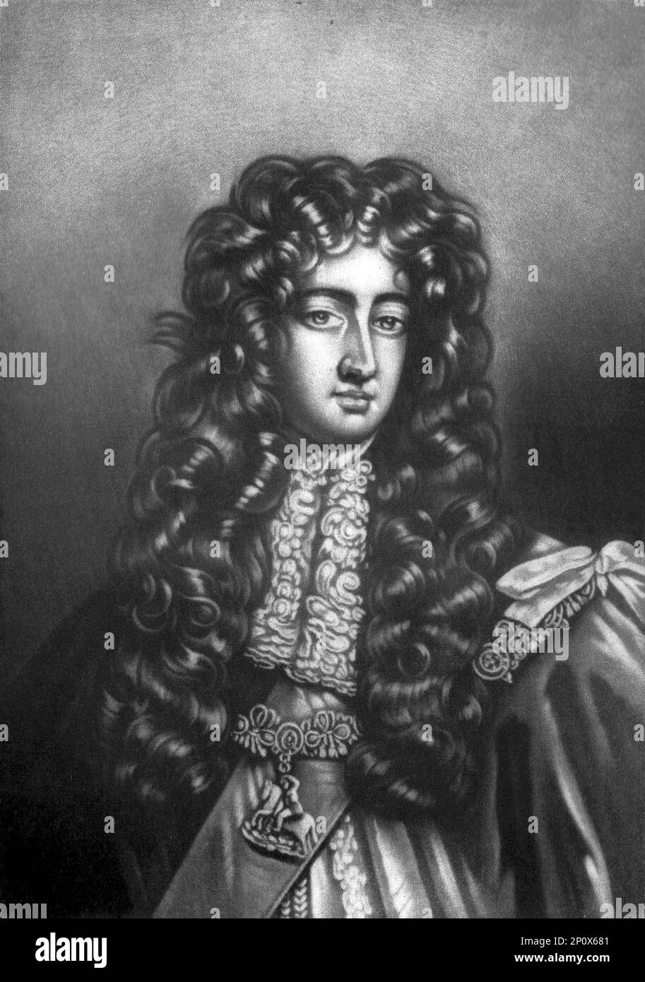 « George Fitzroy, duc de Northumberland, fils naturel de Charles II et Barbara, duchesse de Cleveland ». De "Portraits de personnages illustres dans l'Histoire britannique du début du règne d'Henri le huitième à la fin du règne de Jacques le deuxième" [Samuel Woodburn, Londres, 1815]. Banque D'Images