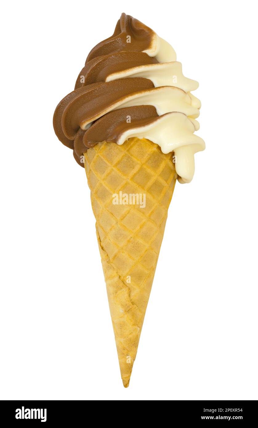 Glace à gaufres au chocolat, isolée Banque D'Images