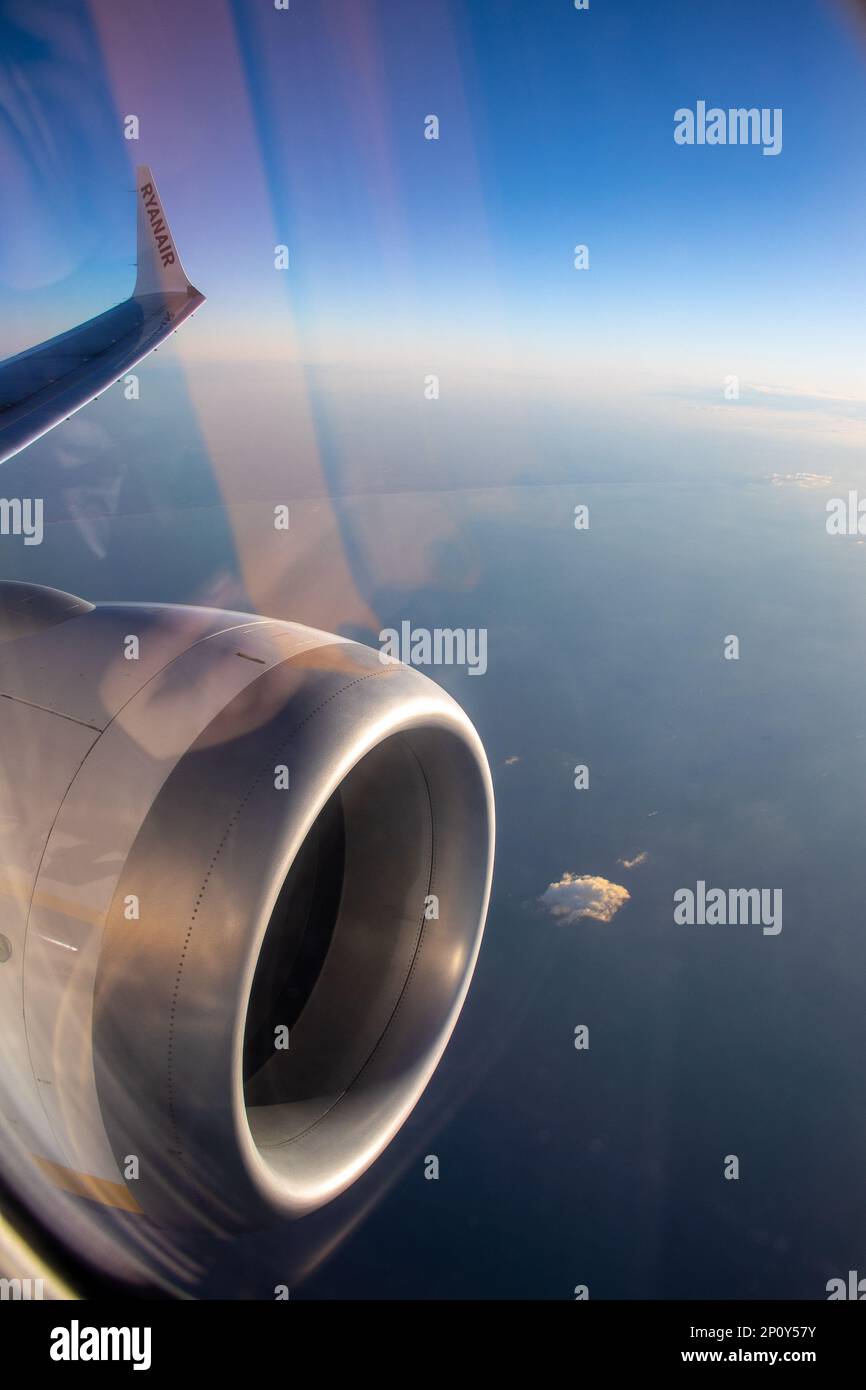 Vue depuis l'avion volant dans le ciel. Credit: Sinai Noor / Alamy stock photo Banque D'Images