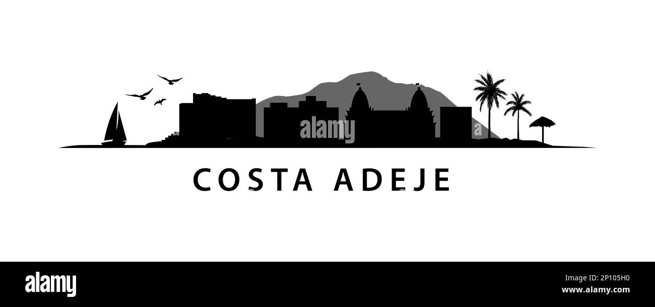 Costa Adeje Skyline île de Tenerife Santa Cruz. Paysage urbain îles Canaries. Motif de vecteur de littoral. Illustration de Vecteur Costa Adeje Skyline île de Tenerife Santa Cruz. Paysage urbain îles Canaries. Motif de vecteur de littoral. Illustration de Vecteur
