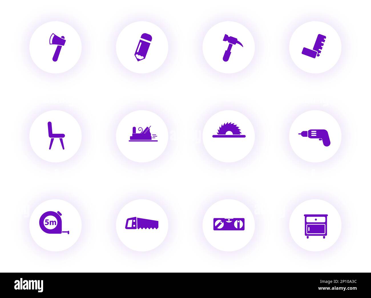 icônes de vecteur de couleur violet de menuiserie Illustration de Vecteur