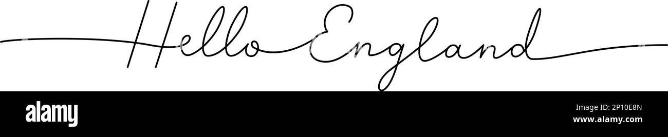 Bonjour Angleterre - mot avec une ligne continue. Dessin minimaliste de l'illustration de phrase. Pays d'Angleterre - illustration continue d'une ligne. Illustration de Vecteur