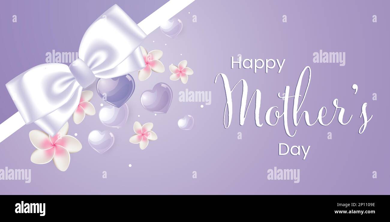 Fête des mères coeur noeud et fleurs bannière - thème de design d'amour moderne Banque D'Images