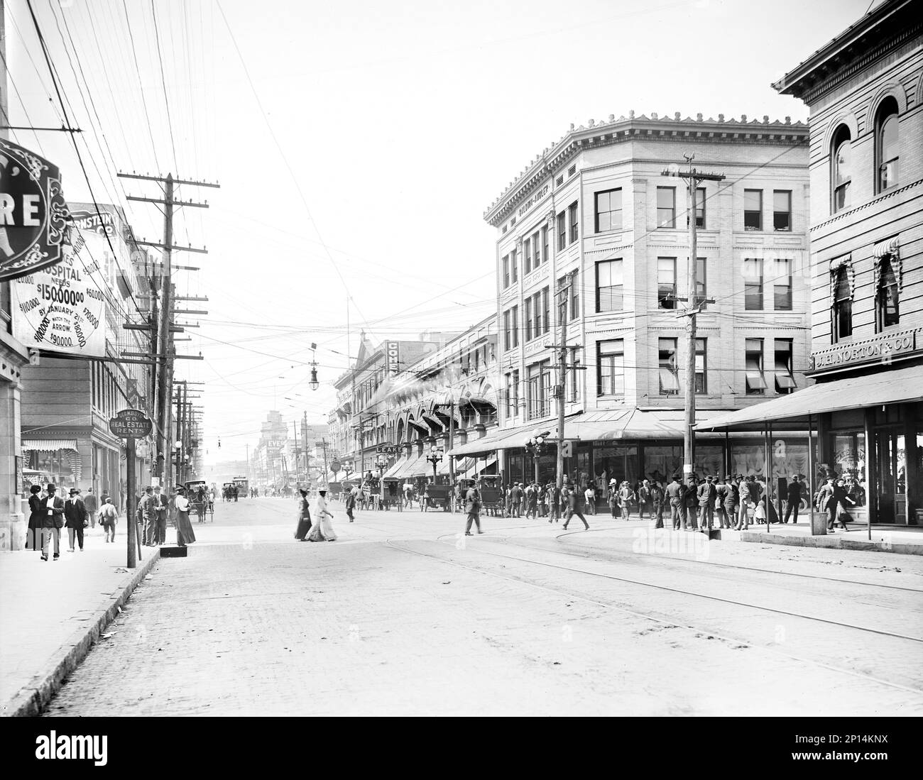 Bay Street, à l'ouest de main Street, Jacksonville, Floride, États-Unis, Detroit Publishing Company, début des années 1900 Banque D'Images
