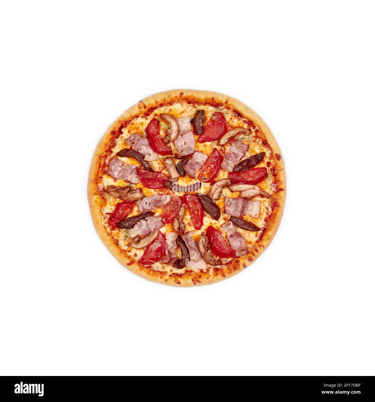 Mexican Pizza vue de dessus sur un arrière-plan blanc isolé Banque D'Images