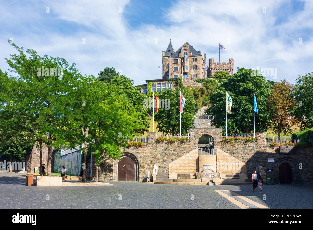 Bingen am Rhein: Château de Burg Klopp, aujourd'hui Hôtel de ville à Rheintal, Rheinland-Pfalz, Rhénanie-Palatinat, Allemagne Banque D'Images