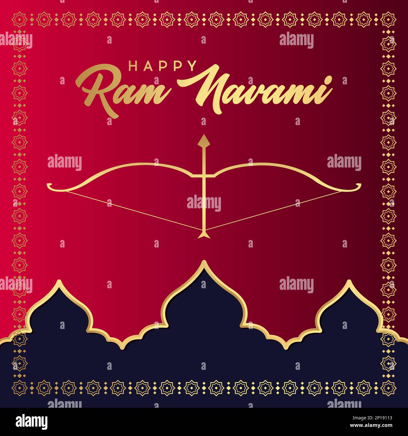 Joyeux festival RAM Navami de l'Inde. RAM Navami Indian festival bannière modèle de conception. Illustration de Vecteur