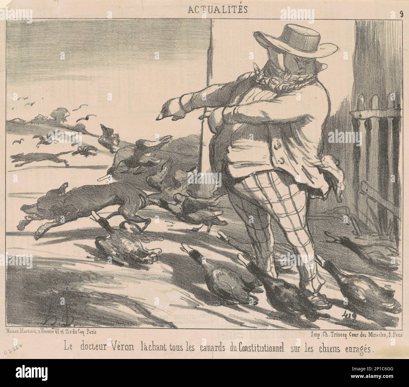 Le docteur V&#xe9;ron laquant tous les canards ..., 19th Century.Dr. V&#xe9;ron retombe tous les canards... Banque D'Images