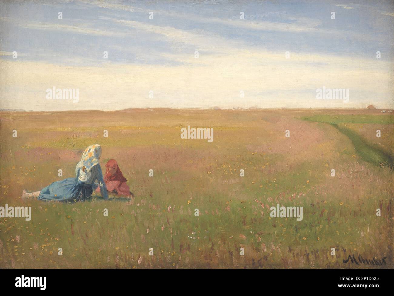 Deux filles dans un champ. Un été&#x2019;s Day, 1885-1889. Banque D'Images