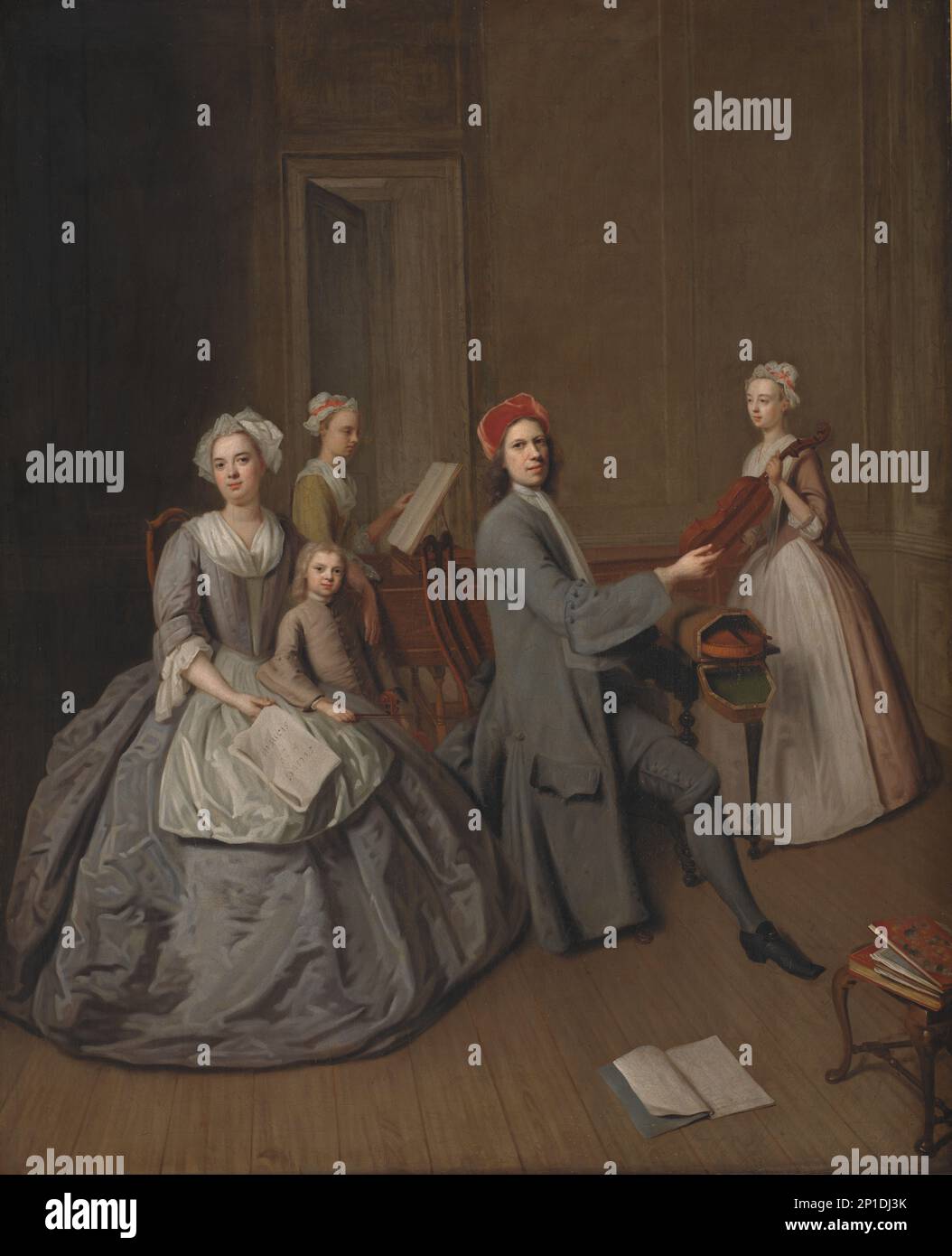 La famille de l'artiste Making Music Together, 1728-1732. Banque D'Images