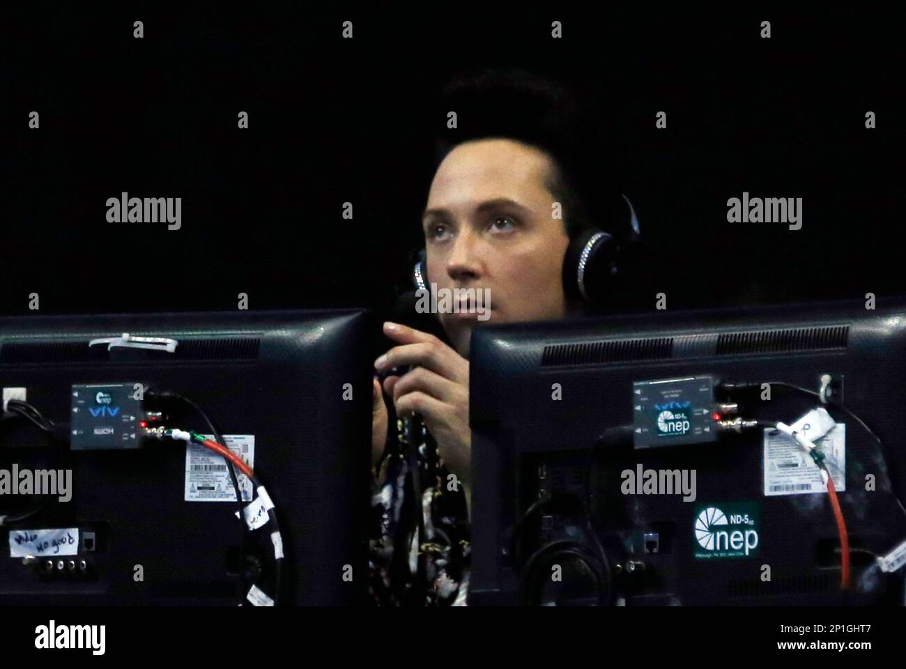 02 April 2016: Broadcaster Johnny Weir during the Ladies Free Skate for the 2016 ISU World Championship at TD Garden in Boston, Massachusetts. (Photograph by Fred Kfoury III/Icon Sportswire) (Icon Sportswire via AP Images) Banque D'Images