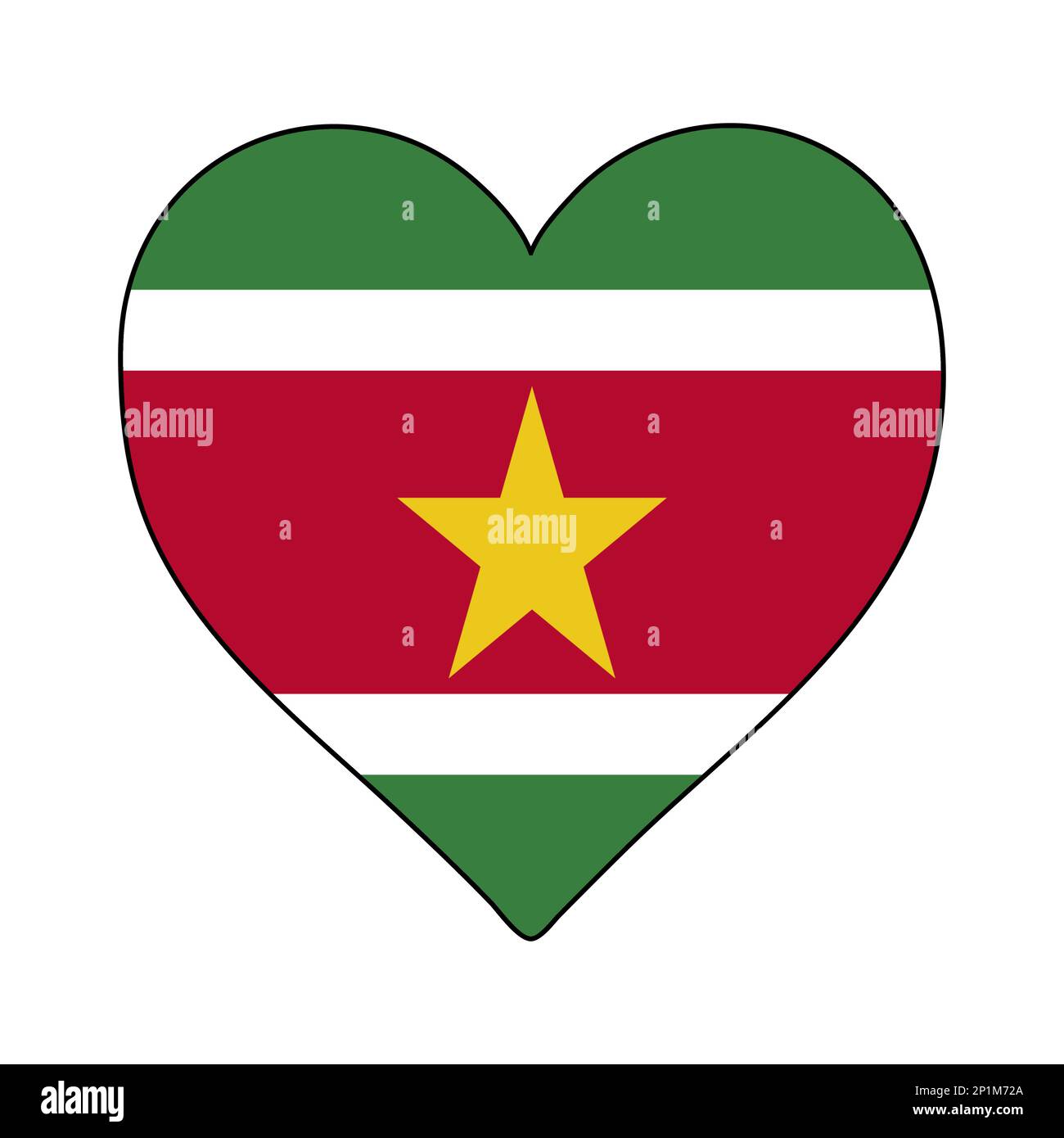 Drapeau de forme de coeur du Suriname. J'aime Suriname. Visitez le Suriname. Amérique du Sud. Amérique latine. Conception graphique d'illustration vectorielle. Illustration de Vecteur