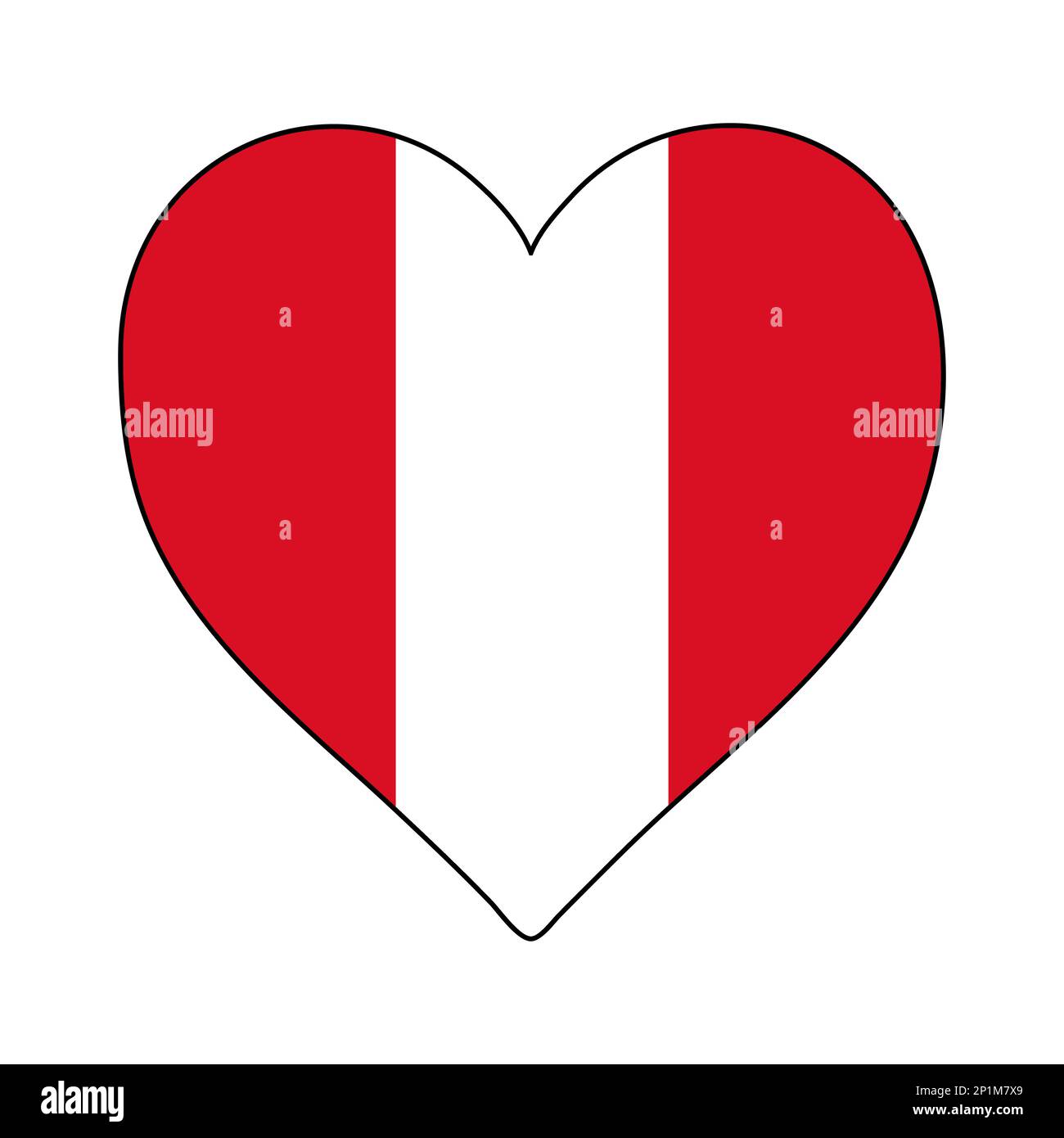 Drapeau de forme de coeur du Pérou. Amour Pérou. Visitez le Pérou. Amérique du Sud. Amérique latine. Conception graphique d'illustration vectorielle. Illustration de Vecteur