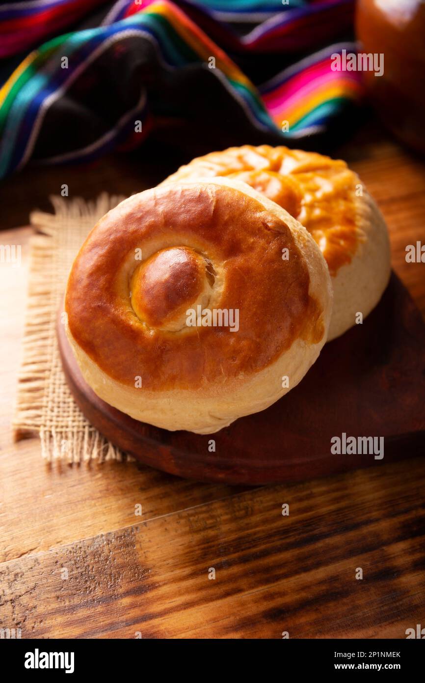 Bisquet. Aussi connu sous le nom de Bisquets Chinos, c'est un des pains traditionnels au Mexique, couramment consommé chaud, coupé en moitié et étaler avec le beurre et f Banque D'Images