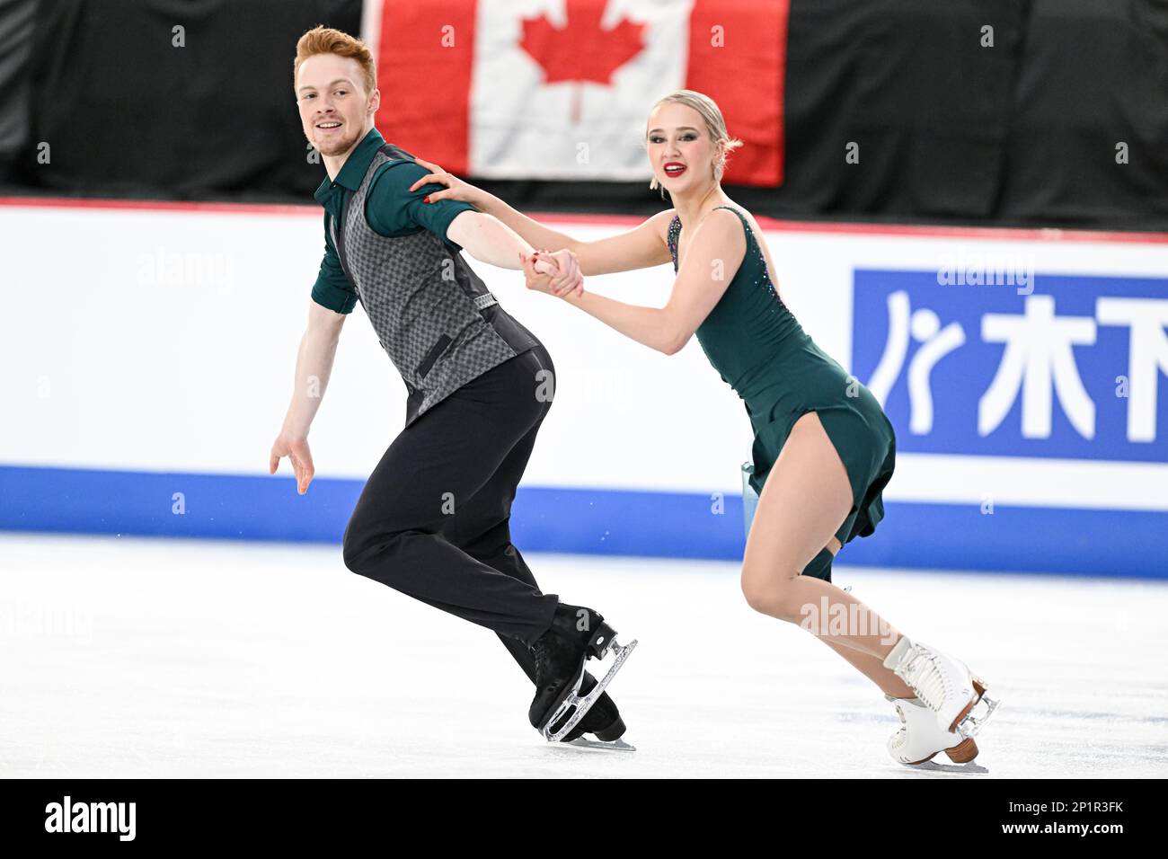 Nadiia BASHYNSKA et Peter BEAUMONT (CAN), pendant la danse junior sur glace, danse rythmique, aux Championnats du monde juniors de patinage artistique 2023 de l'UIP, à l'aréna WinSport, on 3 mars 2023, à Calgary, Canada. Credit: Raniero Corbelletti/AFLO/Alay Live News Banque D'Images
