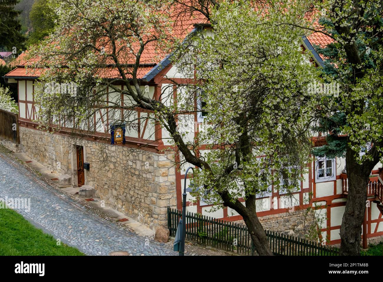 Vue sur la ville de Blankenburg dans les montagnes Harz Banque D'Images