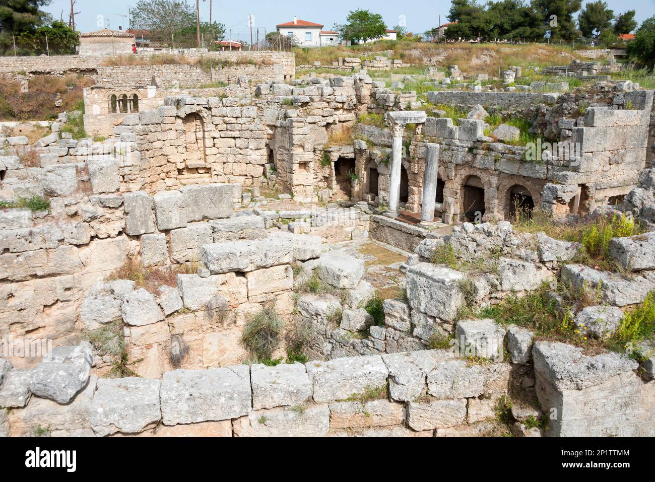 Complexe de fontaines de la source Peirene, Corinthe antique, Corinthia, Péloponnèse, Grèce Banque D'Images