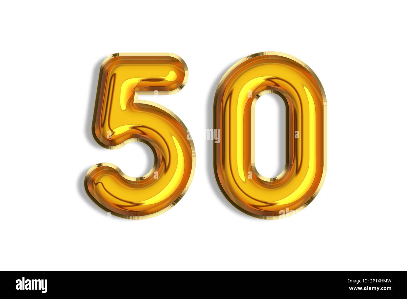 50 ans. Ballons d'or, numéro anniversaire 50th, joyeux anniversaire félicitations. Illustration de 3D symboles dorés et réalistes. Bannière, icônes isola Banque D'Images