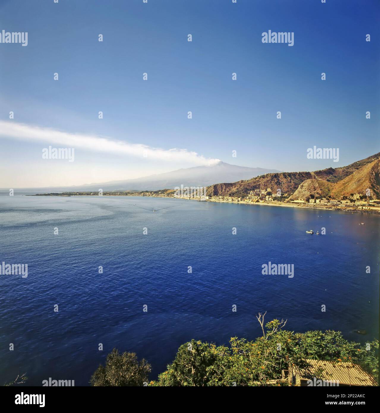 Taormina avec l'Etna en Sicile Banque D'Images