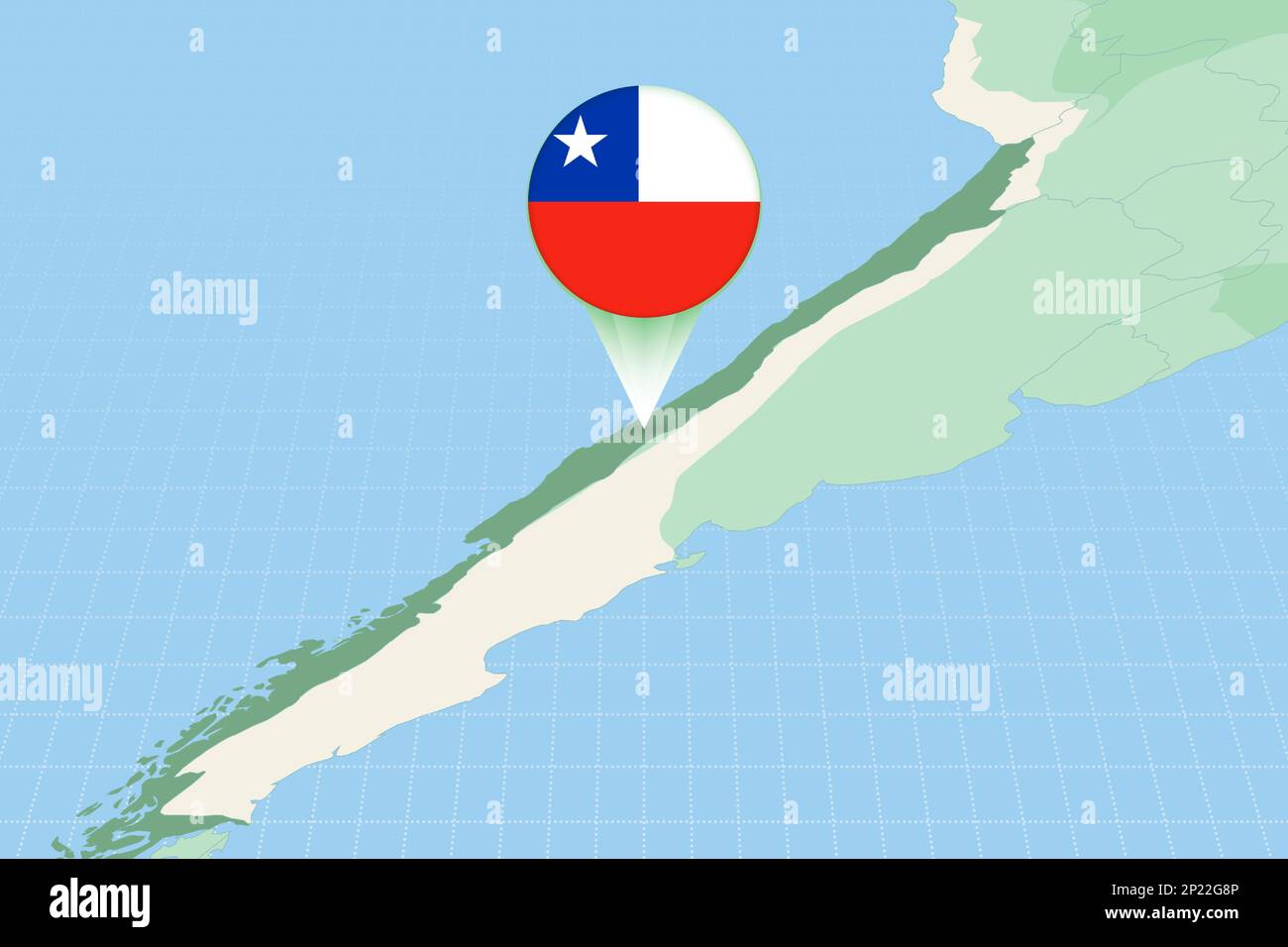 Illustration de la carte du Chili avec le drapeau. Illustration cartographique du Chili et des pays voisins. Carte vectorielle et indicateur. Illustration de Vecteur