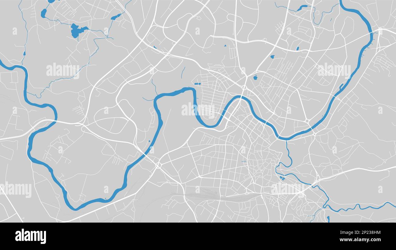 Carte de la rivière Neris, ville de Vilnius, Lituanie. Cours d'eau, débit d'eau, carte routière bleue sur fond gris. Illustration vectorielle, silhouette détaillée. Illustration de Vecteur