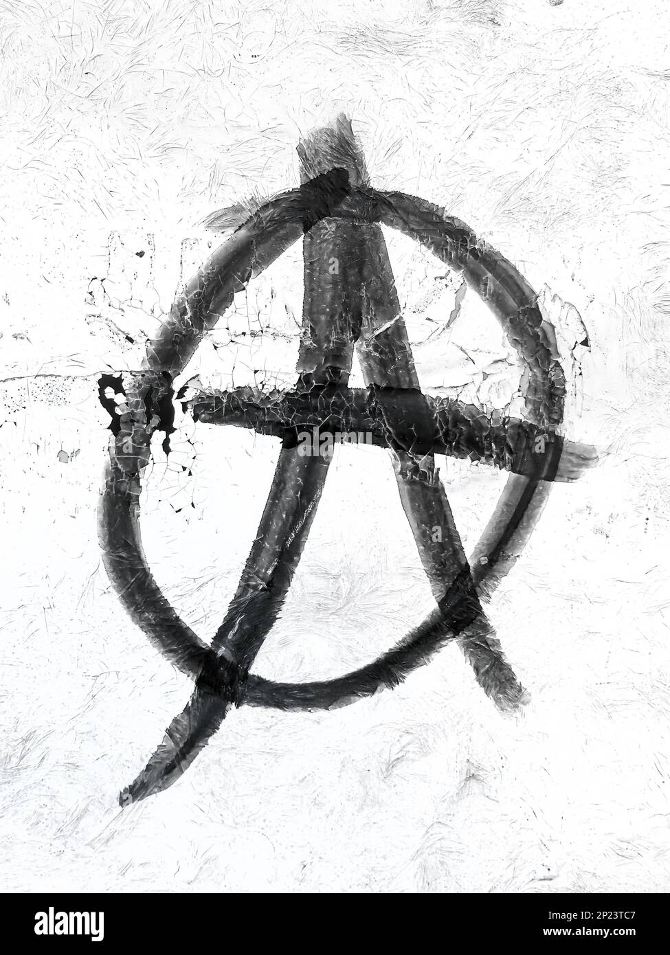 Symbole de l'anarchie sur le mur. Idéal pour les textures, les arrière-plans et les concepts. Banque D'Images