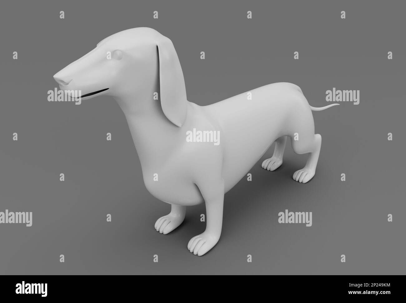 dog 3d rendu sur fond blanc illustration minimale 3d Banque D'Images