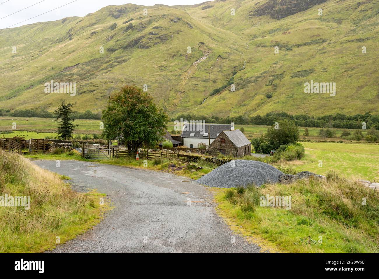 Route de la ferme dans les Highlands écossais Banque D'Images