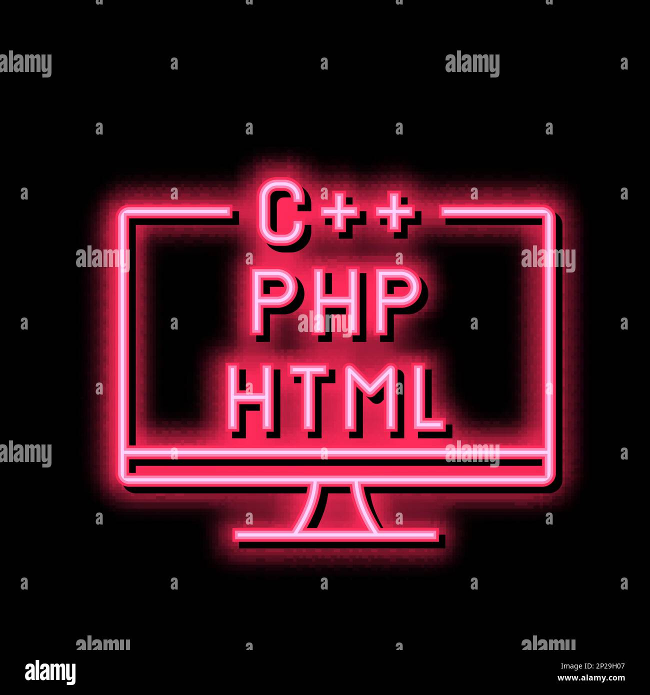 codage sur différentes langues de programme illustration de l'icône de néon Illustration de Vecteur