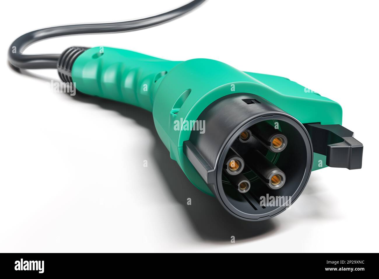 Fiche de chargeur de voiture électrique type 1 isolée sur fond blanc. 3d illustration Banque D'Images