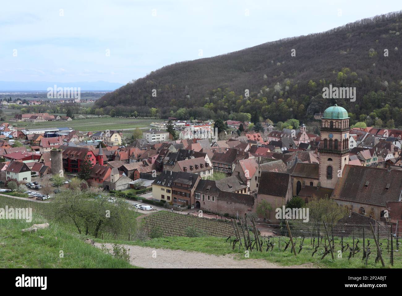Vue panoramique sur la vieille ville de Kaysersberg, France Banque D'Images