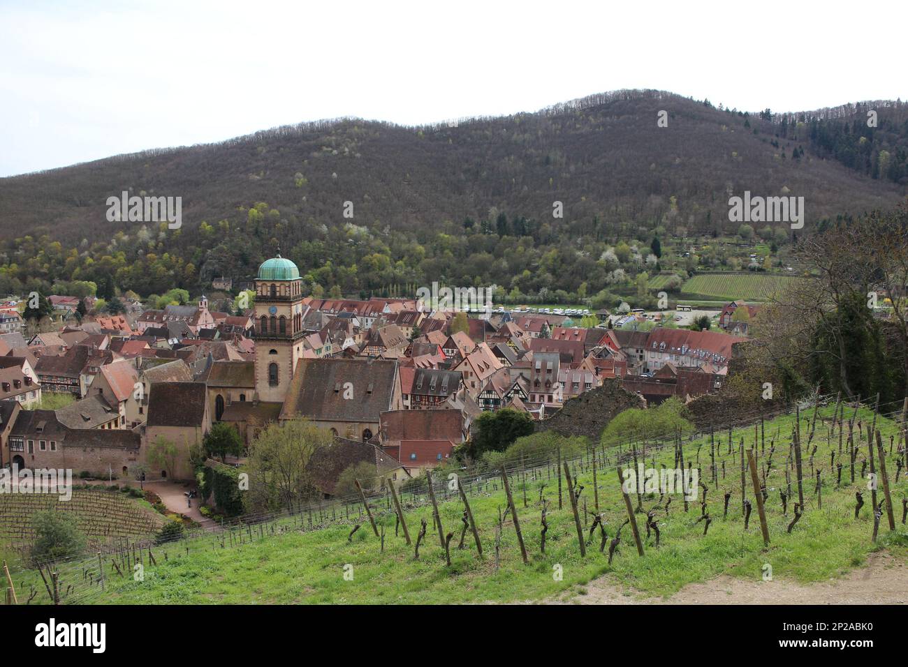 Vue panoramique sur la vieille ville de Kaysersberg, France Banque D'Images