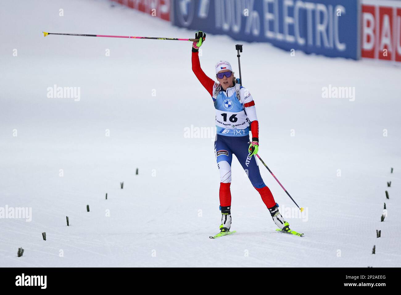 Marketa Davidova, de la République tchèque, participe à la coupe du monde de biathlon féminin de 10 km de course à Nove Mesto na Morave, en République tchèque, au 4 mars 2023. (CTK photo/Jaroslav Loskot) Banque D'Images