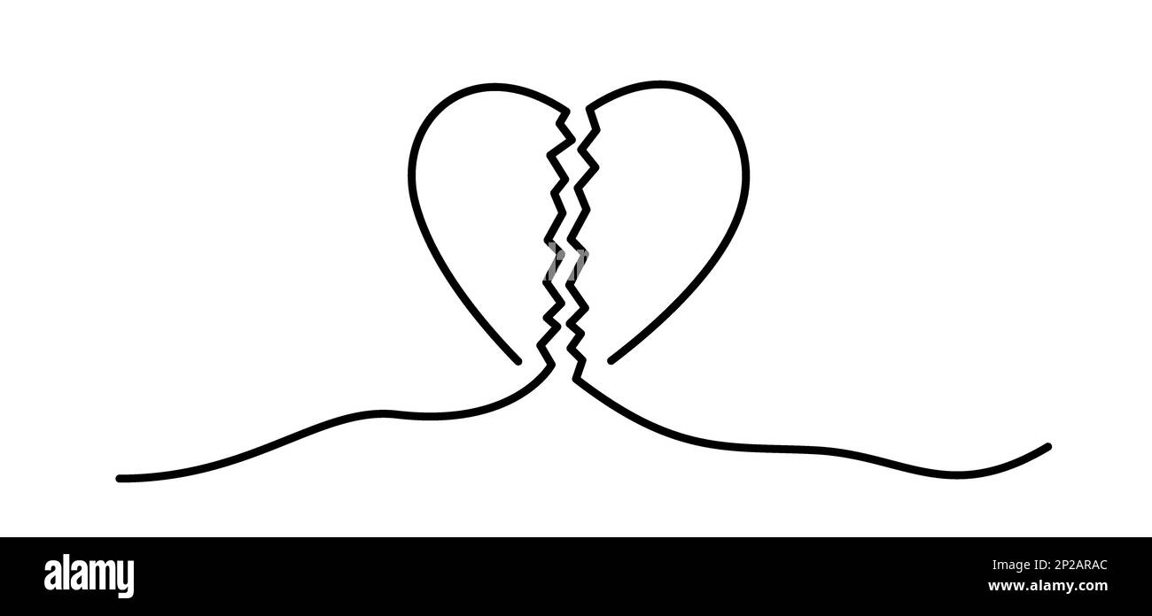 Symbole d'amour de dessin animé. Bannière en forme de cœur. sutures coeurs, patrin de ligne. cassé, icône de amoureux ou pictogramme. Je vous aime pour le 14 février, Saint Valentin, Saint Valentin Banque D'Images