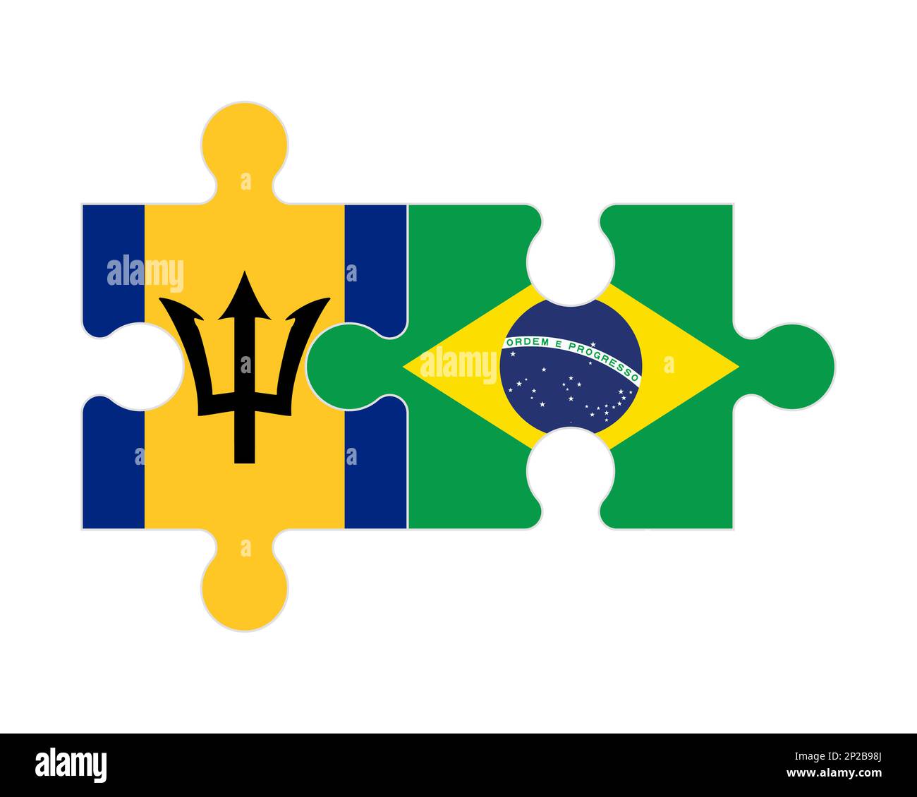 Puzzle connecté des drapeaux de la Barbade et du Brésil, vecteur Illustration de Vecteur
