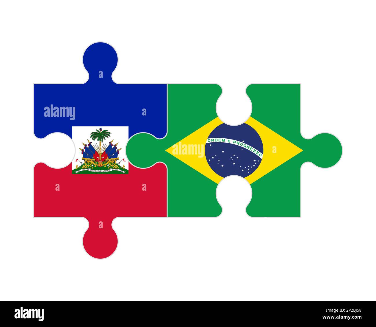 Puzzle connecté des drapeaux d'Haïti et du Brésil, vecteur Illustration de Vecteur