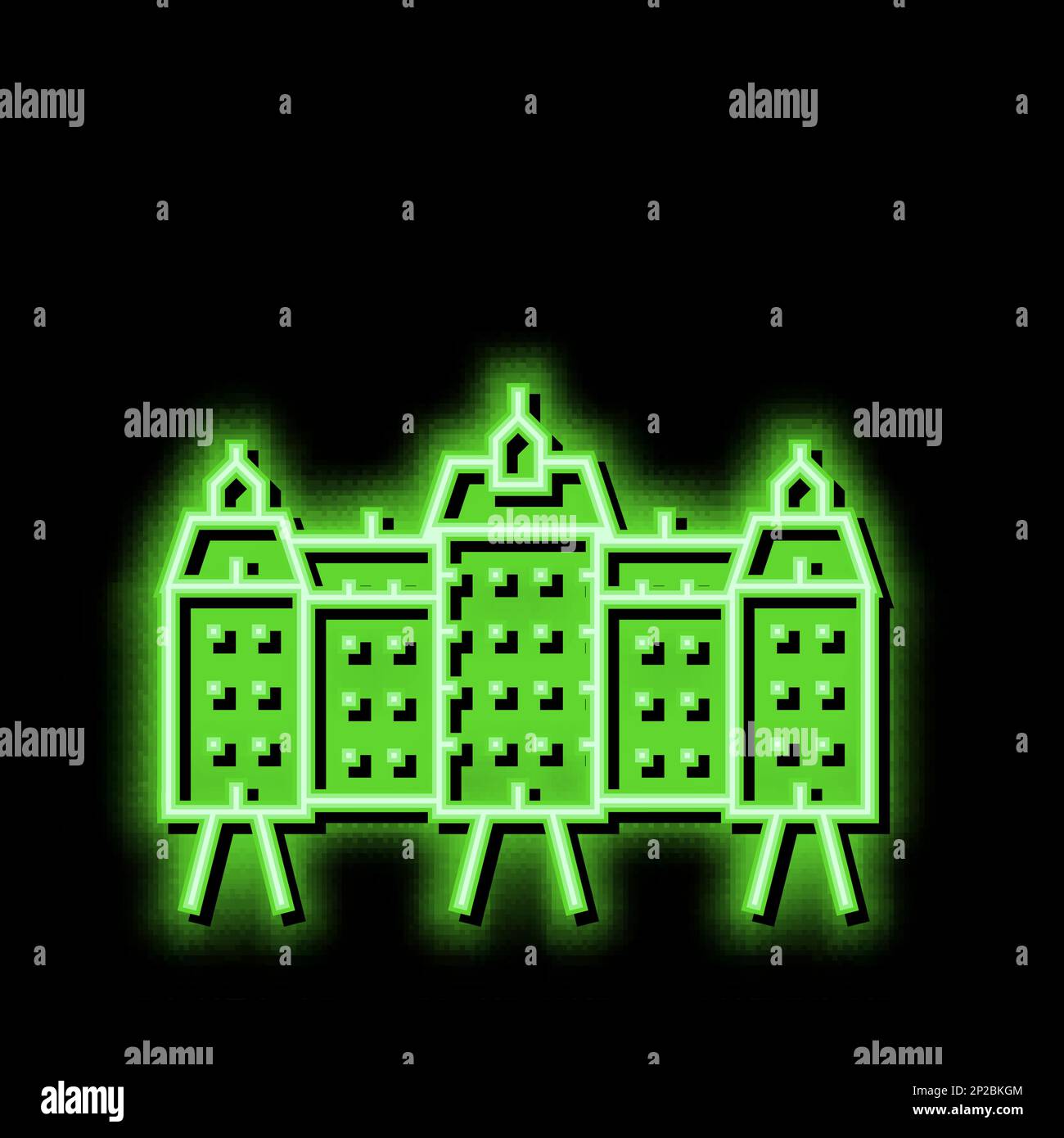 illustration de l'icône de la maison de palais au néon Illustration de Vecteur