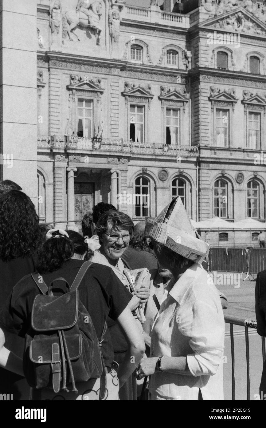 Archives 90ies : Sommet G7, préparer l'arrivée des chefs d'Etat, Lyon, France, 1996 Banque D'Images