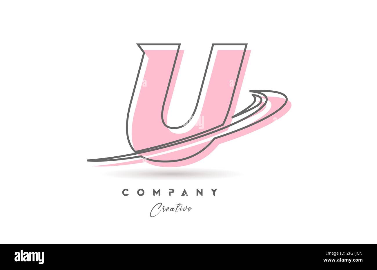 U rose ligne grise lettre lettre logo Icon design avec Swoosh. Modèle créatif pour l'entreprise et l'entreprise Illustration de Vecteur