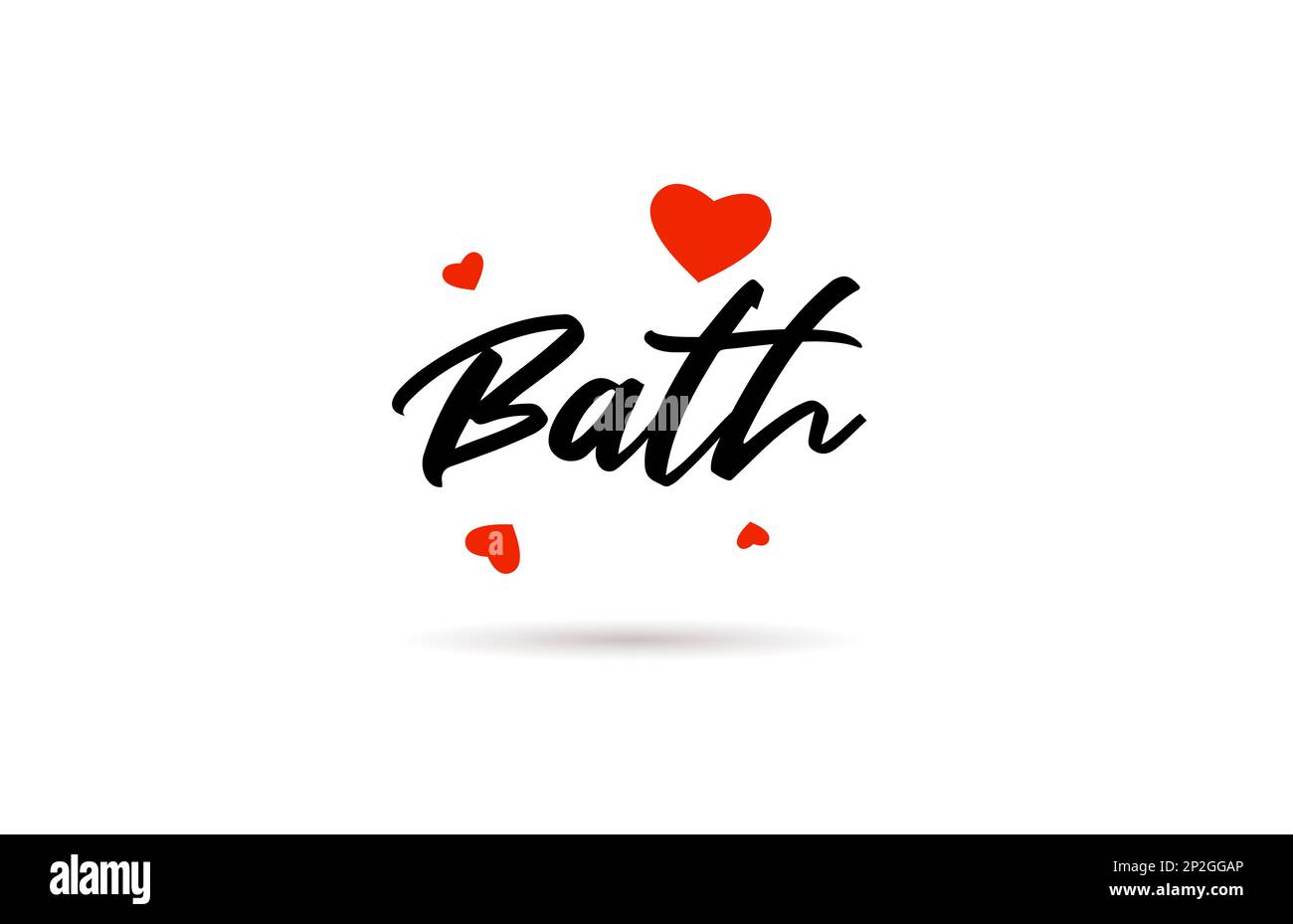Bath ville manuscrite typographie texte mot avec coeur d'amour. Lettrage à la main. Texte de calligraphie créatif Illustration de Vecteur