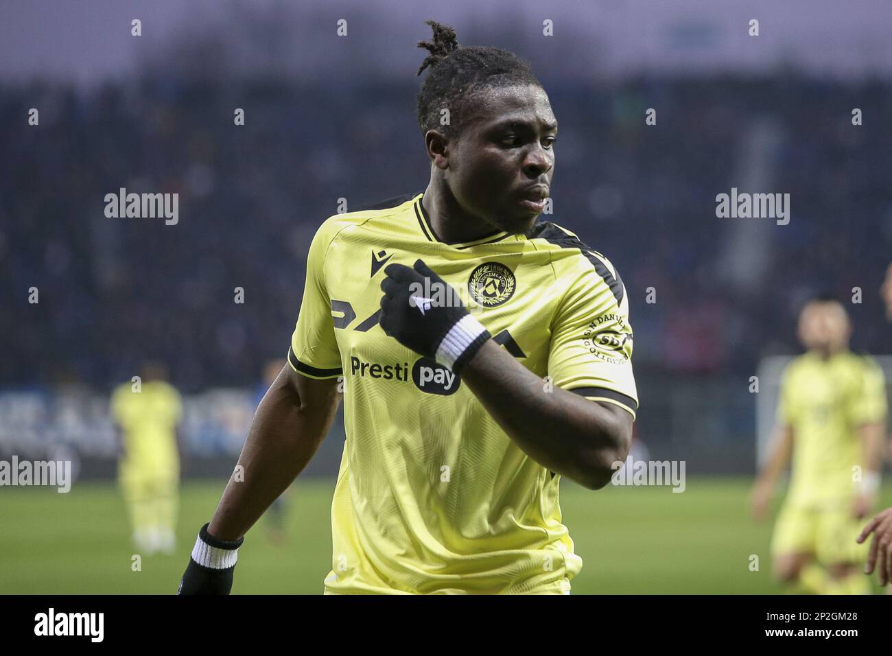Bergame, Italie. 04th mars 2023. Festy Ebosele de Udinese FC pendant Atalanta FC vs Udinese FC, 25Â° série Un match de Tim 2022-23 au stade Gewiss - Atleti azzurri d'Italia à Bergame (BG), Italie, sur 04 mars 2022. Crédit : Agence photo indépendante/Alamy Live News Banque D'Images