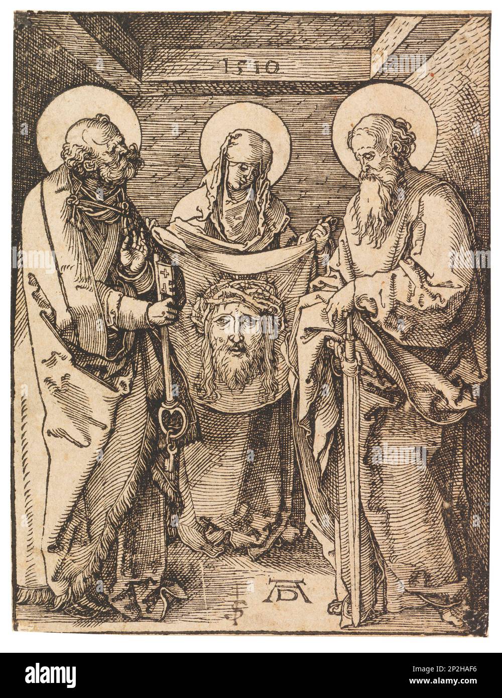 Saint Veronica entre Saints Pierre et Paul, 1510. Collection privée. Banque D'Images