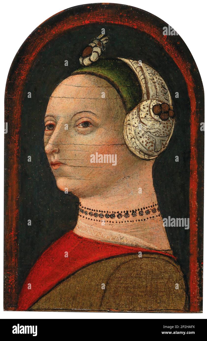 Portrait de Bianca Maria Visconti Sforza (1425-1468), mi-15th siècle. Collection privée. Banque D'Images