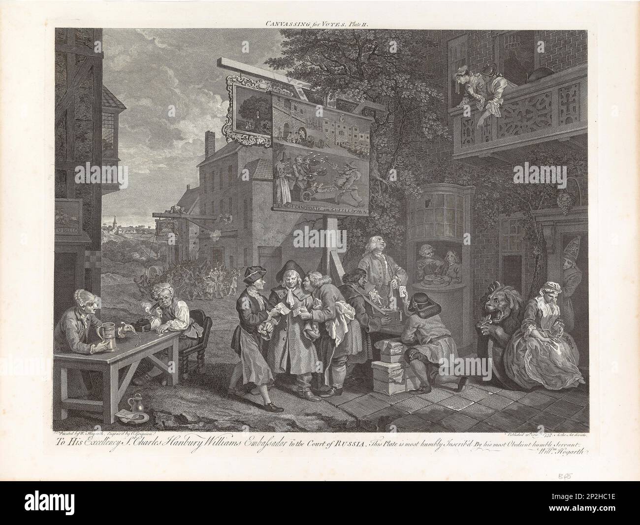 Quatre tirages d'une élection: Démarchage des votes, planche II, 1758. Collection privée. Banque D'Images