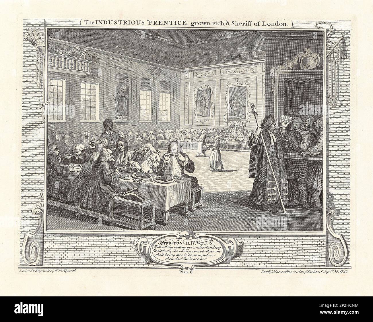 Série "Industrie et idleness", planche 8: L'industriel 'Prentice Grown Rich, et Sheriff de Londres, 1747. Collection privée. Banque D'Images