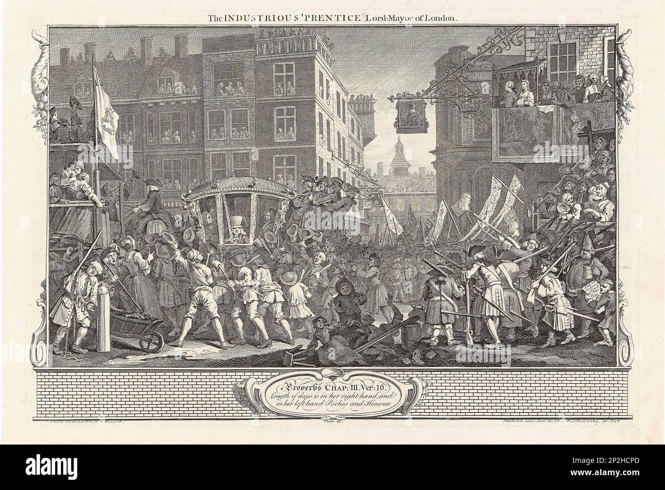 Série "Industrie et idleness", planche 12: L'industriel "Prentice Lord-Mayor de Londres, 1747. Collection privée. Banque D'Images